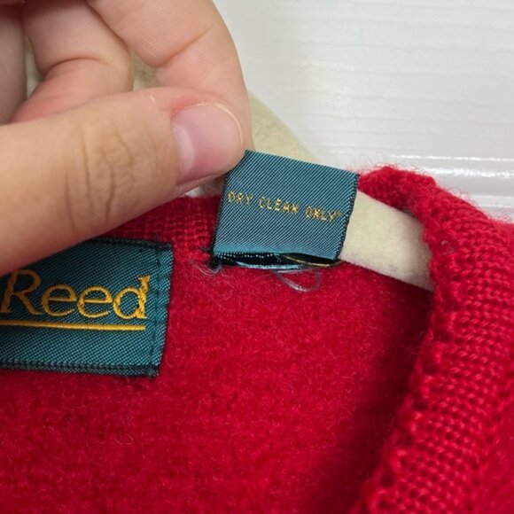 Vintage Carroll Reed Dark Red Boiled Wool Cardigan Jacket Size 10 - Picture 5 of 6